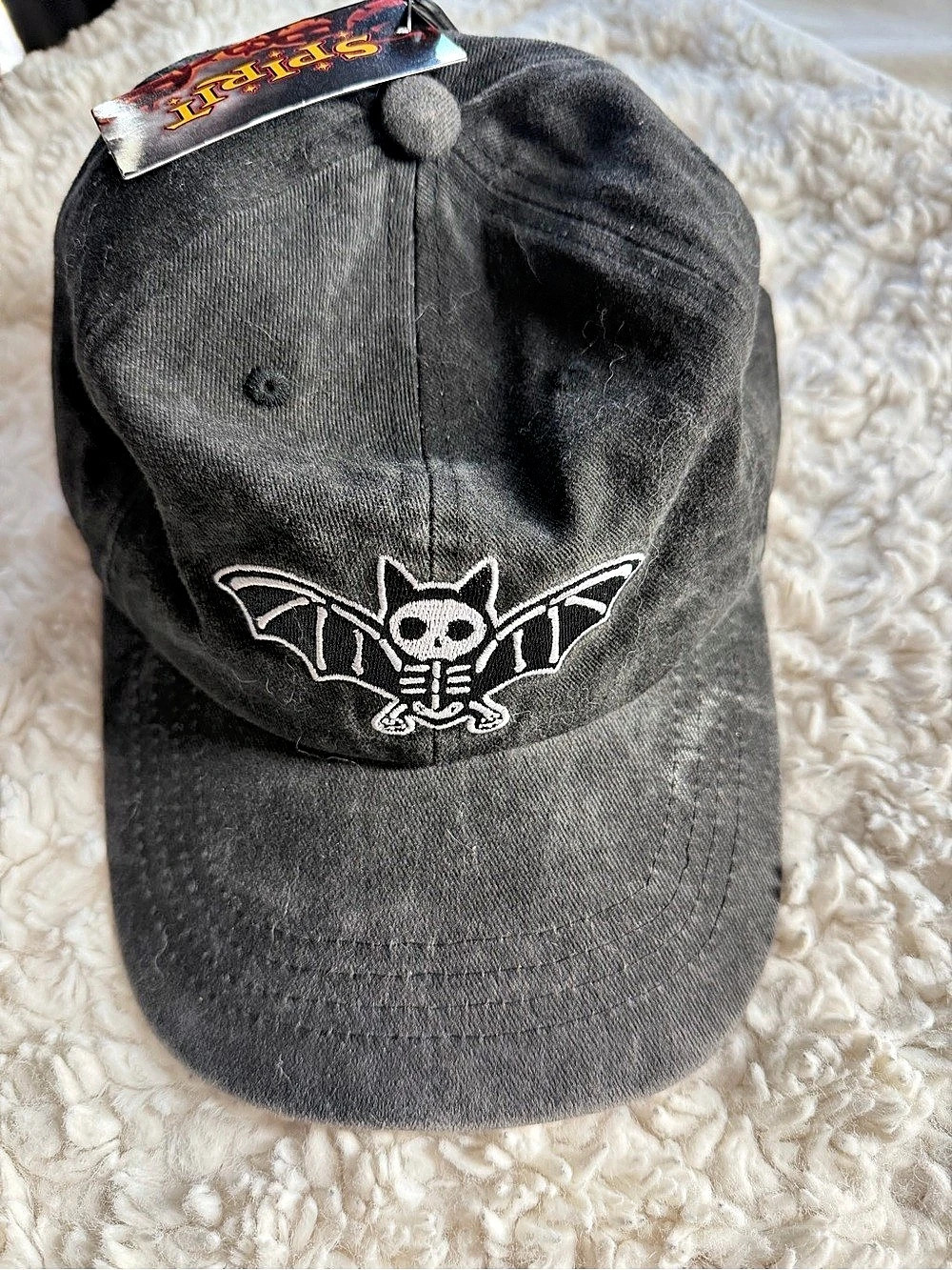 Spirit Halloween Skeleton Bat Dad Hat Black